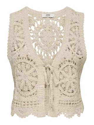 JDY - JDYVIC S/L V-NECK TIE VEST KNT Tapioca - Gr. - M