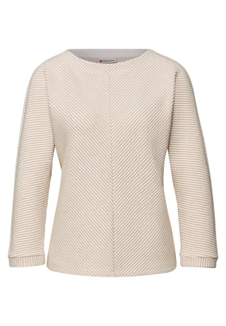 Street One - Two-Tone Strukturshirt off white - Gr. - 36