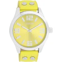 OOZOO Quarzuhr Basic Line XXL Armbanduhr C1071 Lederband gelb 47 mm