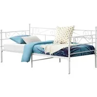 en.casa Metallbett, »Kerava« mit Lattenrost 90x200cm Weiß