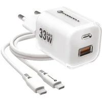 Forcell VT-41 USB-Ladegerät (3300 mA, Ladegerät + USB-C-Silikonkabel, Schnellladefunktion (PD + QC 4.0), GaN III-Technologie)