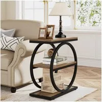 Tribesigns Beistelltisch 3-Tier Beistelltisch Schmaler Holz, Couchtisch mit Metallrahmen