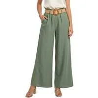 dy_mode Palazzohose Damen High Waist Palazzohose Weitbein Hose Schlupfhose Sommer Strand in Unifarbe, High Waist, mit elastischem Bund