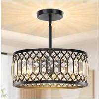 Lapalife LED Deckenleuchte Deckenlampe Schwarz 3-flammig, Kristall Lampenschirm Deckenleuchte, Modernes Design, für Küche, Schlafzimmer, Bad, Flur & Diele