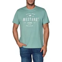 MUSTANG T-Shirt Herren Printshirt Regular Fit (1-tlg) Kurzarm Tee Shirt mit Rundhalsausschnitt aus 100% Baumwolle