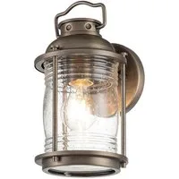 Elstead LIGHTING Außen-Wandleuchte, Leuchtmittel nicht inklusive, Außenleuchte Wandlaterne Wandlampe Messing bronze Alu Glas klar E27