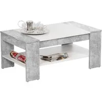 Stolkom Sp.z.o.o. Couchtisch Finley mit Ablageboden, Eiche Sonoma Weiß, BxHxT 100x44x58 cm (Couchtisch, OTTOs Choice), Schubladenfront mit Lamellen-Optik, Couchtisch rollbar