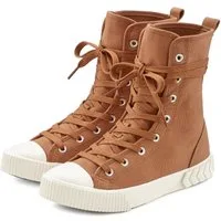 LASCANA Stiefelette im Combat Look, High Top Sneaker, Schnürschuh, Textil-Boots