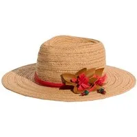 Love & Roses Fedora Love & Roses Fedora-Hut mit Raffia mit Blumen (1-St)