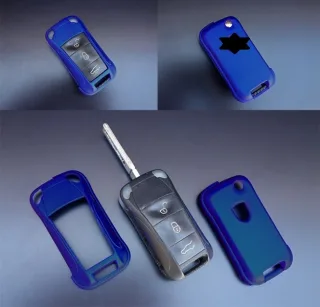 Schlüssel Gehäuse Cover BLAU METALLIC für Porsche Cayenne Panamera 911 Cayman