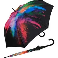 HAPPY RAIN Stockregenschirm großer Damen-Regenschirm mit Auf-Automatik, eine eindrucksvolle Farbexplosion