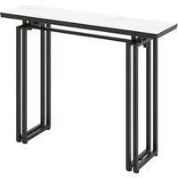 COSTWAY Konsolentisch, Mamor, schmal, Metallrahmen, 110x30x81cm, Schwarz