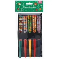 Rex London Essstäbchen Kinder-Essstäbchen aus Bambus mit niedlichen Tiermotiven, 5 Paar