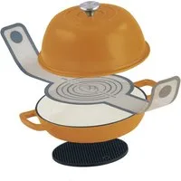 Mahlzeit Kochtopf Gusseisen Brottopf Set emailliert 6,4 Liter, Sunny Orange, Gusseisen, Ideal zum Backen von Broten