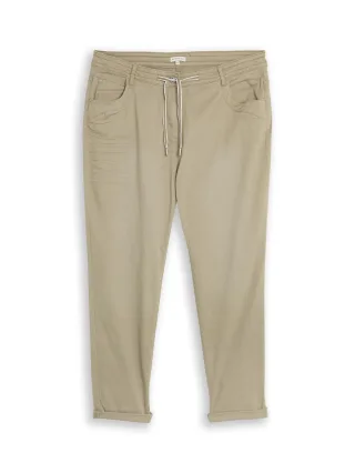 Tom Tailor - Plus Size - Cropped Slim Hose Silver Olive - Gr. - 28