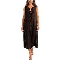 dy_mode Sommerkleid Damen Leinenkleid Luftiges Maxi Sommerkleid Strandkleid Damenkleid in Unifarbe, V-Ausschnitt, mit seitlichen Eingriffstaschen