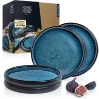 Moritz & Moritz Dessertteller SOLID 4x Dessertteller Blau, (4 St), Robustes Steinzeug, Spülmaschinengeeignet