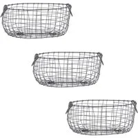 degawo Aufbewahrungsbox degawo 3er Set Draht Korb -GROSS- oval L= 38,5cm Griffe Dekoration (1x Korb)