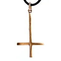 Kiss of Leather Kettenanhänger umgedrehtes Kreuz Magie Satan Satanist Lucifer Hexe Bronze Anhänger