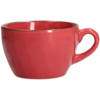 Rose & Tulpani Tasse Frühstückstasse große Tasse 420 ml Concerto Corallo Rot, Steingut, Mikrowellengeeignet