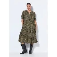 Studio Untold Jerseykleid Midi-Kleid A-Linie Color-Leo Volants Halbarm