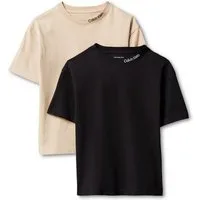 Calvin Klein Jeans T-Shirt (Packung, 2-tlg) Regular Fit, reine Baumwolle, gestickter Logoschriftzug