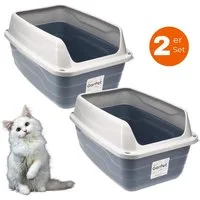GarPet Katzentoilette 2x Katzenklo Hoher Rand Extra hohe Katzentoilette groß Doppelpack