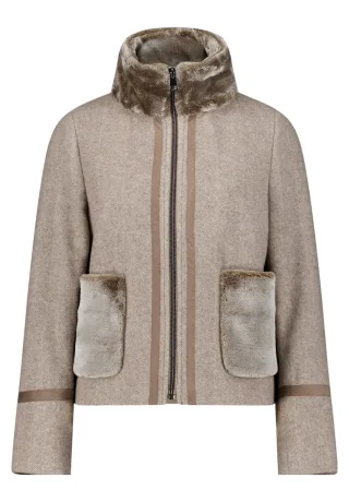 Gil Bret - Jacke mit Kunstpelz beige - Gr. - 42
