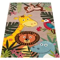 Paco Home Kinderteppich Diamond 650, rechteckig, Höhe: 16 mm, Spielteppich, 3D-Design, niedliches buntes Tier Motiv, Kinderzimmer