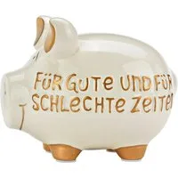 Wurm Spardose Sparschwein 'Für gute und für schlechte Zeiten' weiß 17x15x15cm