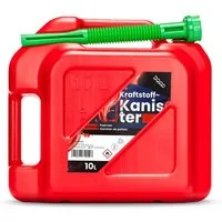 DQ-PP Benzinkanister DQ-PP Kraftstoffkanister mit flexiblem Ausgießer, 10 Liter, Rot, Benzinkanister, Reservekanister, UN-Zulassung Dieselkanister