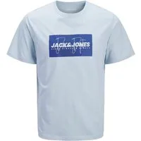 Jack & Jones Rundhalsshirt Jack&Jones Übergrößen T-Shirt hellblau JJCOLE Print