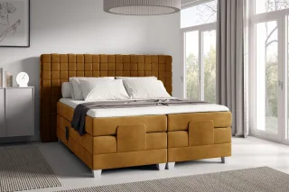 Boxspringbett Elektrisch Bett VIDAL 200x200cm in Stoff Fresh Senfgelb