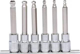 KS Tools 1/2" CHROMEplus Bit-Stecknuss-Satz Innen6kant, Kugelkopf, 6-tlglang,  5-12mm - 918.1665