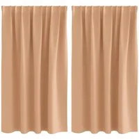 vidaXL Vorhang Verdunkelungs-Vorhänge mit Ringen 2 stk. Hellbraun 140 x 140 cm (2 St), Polyester
