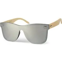 styleBREAKER Sonnenbrille Monoglas Nerd Sonnenbrille Bambus Bügel (1-St)