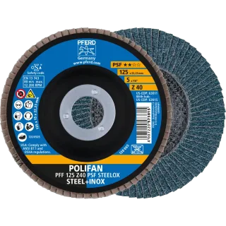 PFERD TOOLS POLIFAN Fächerscheibe PFF flach Zirkonkorund Universallinie PSF STEELOX Stahl/Edelstahl - 67664125