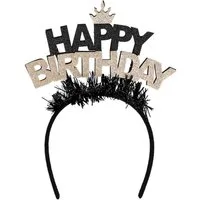 Boland Kostüm Haarreif 'Happy Birthday' Diadem, Gold Schwarz