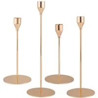 bremermann Kerzenhalter 4er-Set Kerzenhalter, Kerzenständer für Stabkerzen, Metall, roségold (4 St)
