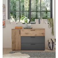 Schlafkontor Kombikommode Daria mit 3 Schubkästen und Rillenoptik