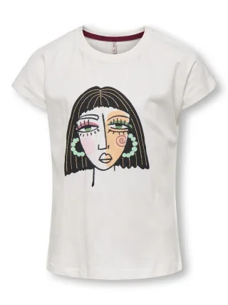 KIDS ONLY - KOGLADY LIFE S/S PRINT MIX TOP JRS cloud dancer - Gr. - 164