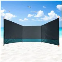 Spetebo Windschutz Strand Windschutz grau mit Tragetasche - 400 x 140 cm, Personen: 6 (Anzahl, 1 tlg., Stück), Inklusive Tragetasche