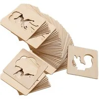 CLTYQ Malschablone Holz Maldekoration, 20 Designs DIY leere, unbemalte Holzschneidwaren, Holzschalung,Hohlschablone,Montessori Spielzeug für 3-8 Jahre