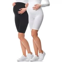 Be Mammy Umstandsleggings 2Pack Kurze Umstandsleggings aus Baumwolle BE20-228 (2-tlg) elastischer Bund