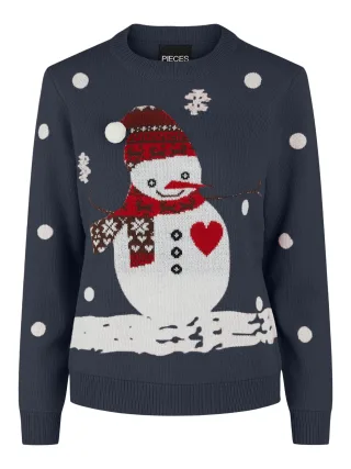 PIECES - PCELFIES LS O-NECK CHISTMAS KNIT KAC navy blazer - Gr. - M