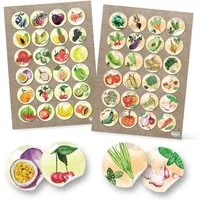 Logbuch-Verlag Aufkleber 48 runde Obst Gemüse Früchte Aufkleber Bunte Essen gesunde Ernährung