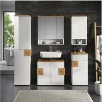Vicco Badmöbel-Set Eden, Weiß Hochglanz/Artisan-Eiche, 5 Teile, (5-St., 5er Set)