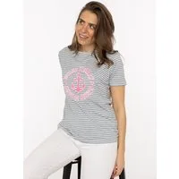 Zwillingsherz T-Shirt "Heimat Anker" gestreift, rundes Motiv mit Anker, Rundhals