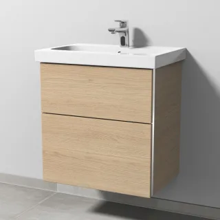 Sanipa 3way Waschtischunterbau zu Geberit iCon Light Waschtisch mit 2 Auszügen, Eiche-Nordic BR57148