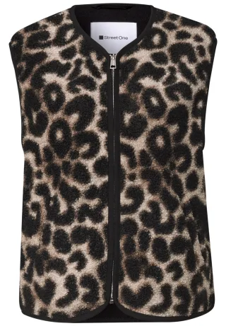 Street One - Teddy-Weste mit Zipper und Corddetails Black - Gr. - 36